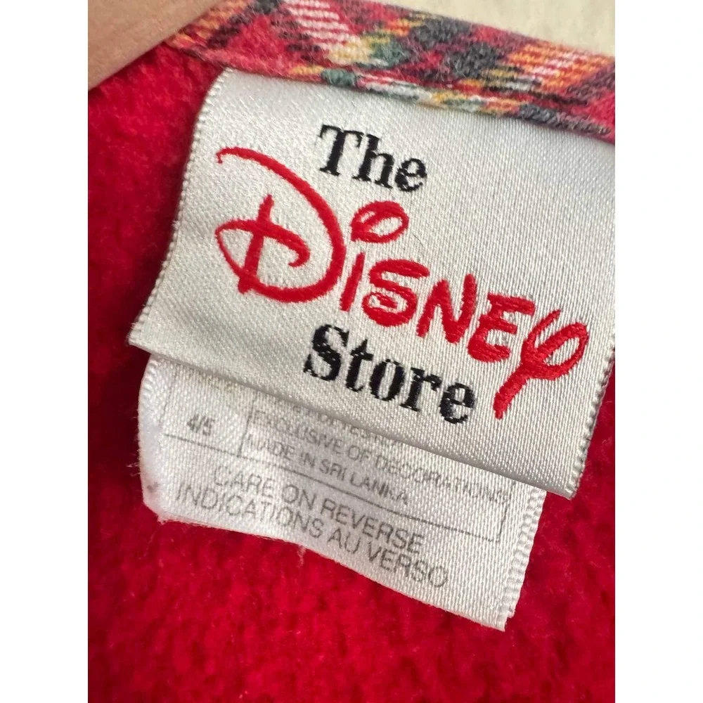 Vintage Disney Store Winnie the Pooh Fleece Dress 4 Red Plaid Heart Button Down